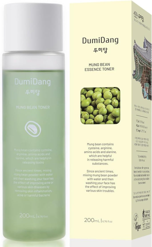 Mung Bean Essence Toner - Korean Traditional Vegan Skincare Formula, Hydrating and Detoxifying with Fermented Mung Bean Extract and 8 Bean Complex, 200mL | 6.75fl. oz., Green