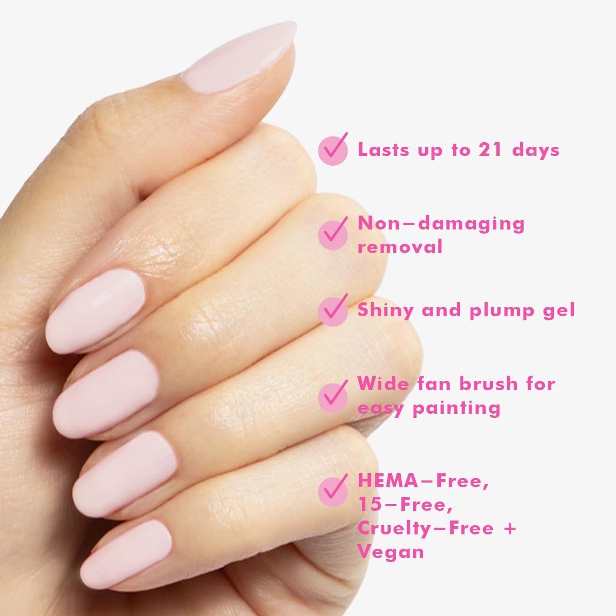 Olive & June Gel Polish | UV LED Nail Lamp Needed | Long Lasting Formula | Up to 21 Days of Wear | Damage-Free Removal | Salon-Quality Manicure, Pedicure at Home | GH | Baby Pink