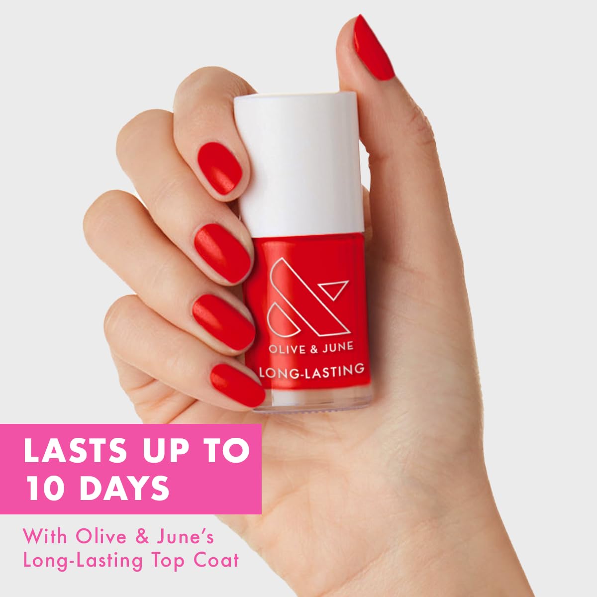Olive & June Long Lasting Nail Polish | Plump, Gel-Like Finish No Lamp Needed | Lasts up to 10 days | Salon-Quality Color at Home | 15-Free, Vegan & Cruelty-Free Chip-Resistant Shine | CV Cherry Red