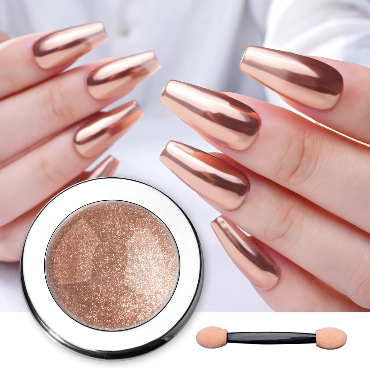 Pretty Diva Chrome Nail Powder - Bronze/Copper Mirror Effect Nail Chrome Powders, Highlight Metallic Chrome Powder for Nail Art Pigment Chrome Powder for Nails (bronze, 1g)