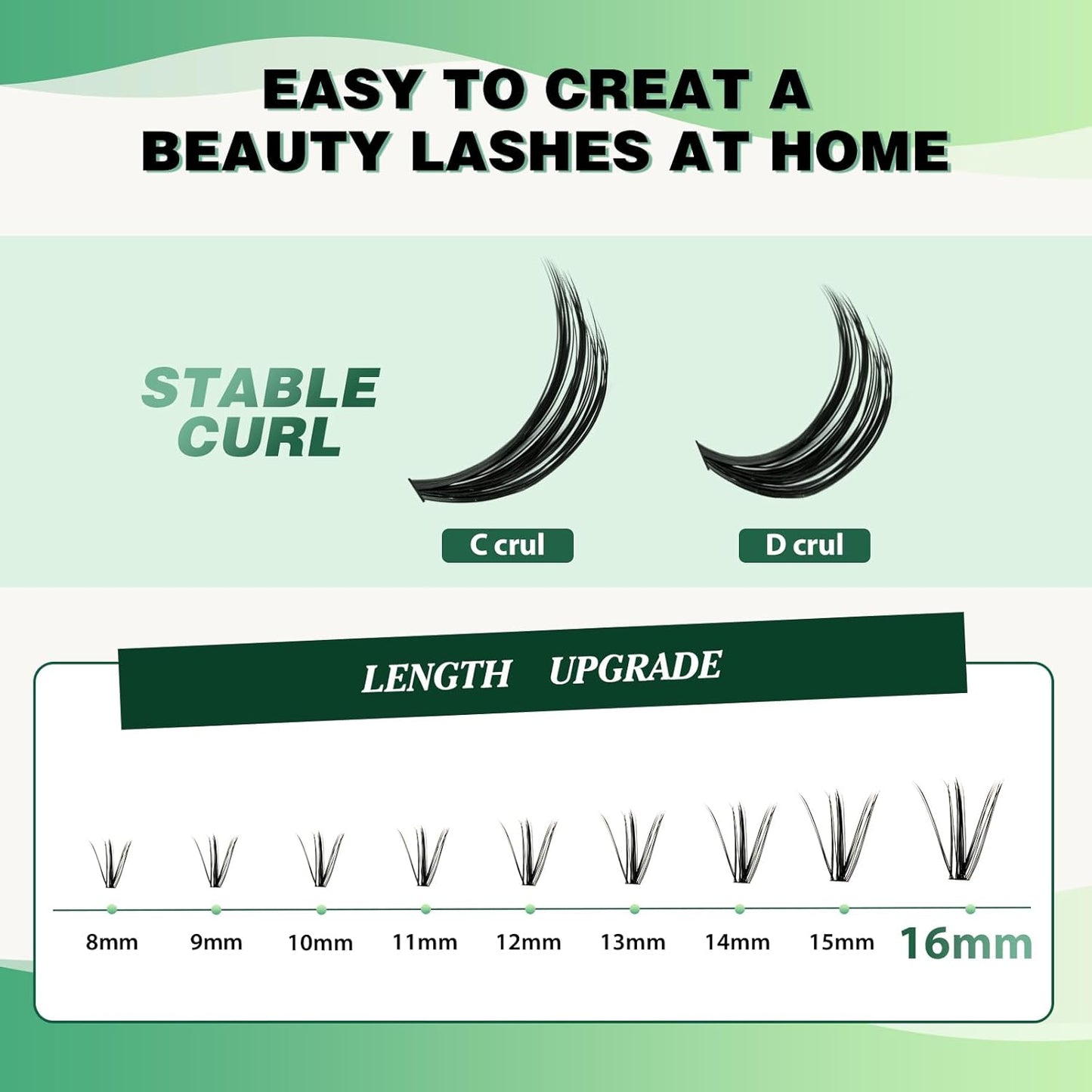 Lash Clusters 300pcs Individual Lashes 40D 0.07D Curl 13mm DIY Eyelash Extension KEYYOU Large Tray Volume Soft&Natural Eyelash Clusters(40D-0.07D,13）
