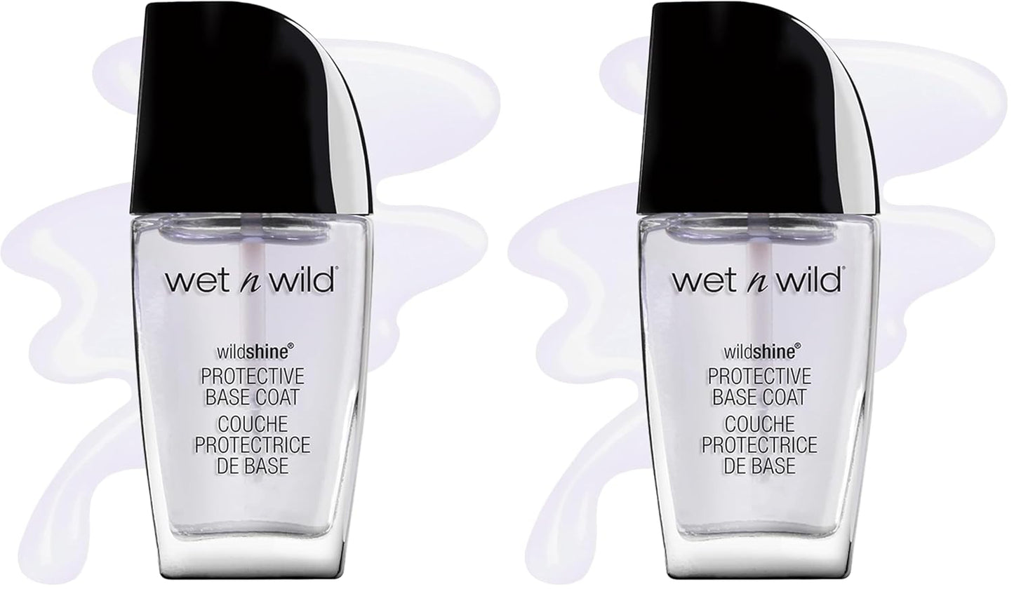 wet n wild Nail Polish Wild Shine, Protective Base Coat, Nail Color (Pack of 2)