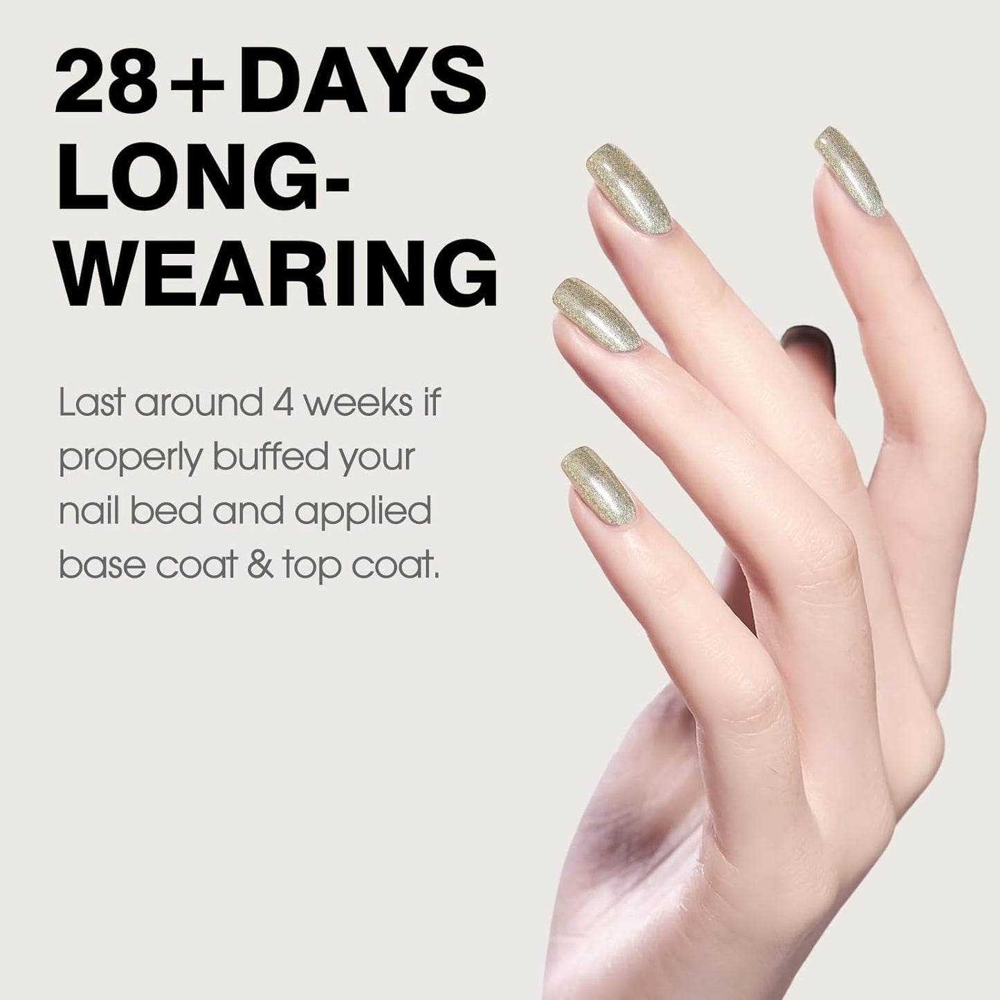 CANNI Champagne Gold Glitter Gel Polish – 9ML Sparkly Soak-Off UV/LED Gel Nail Polish, Shiny Metallic Finish for French Manicure, DIY or Salon Use