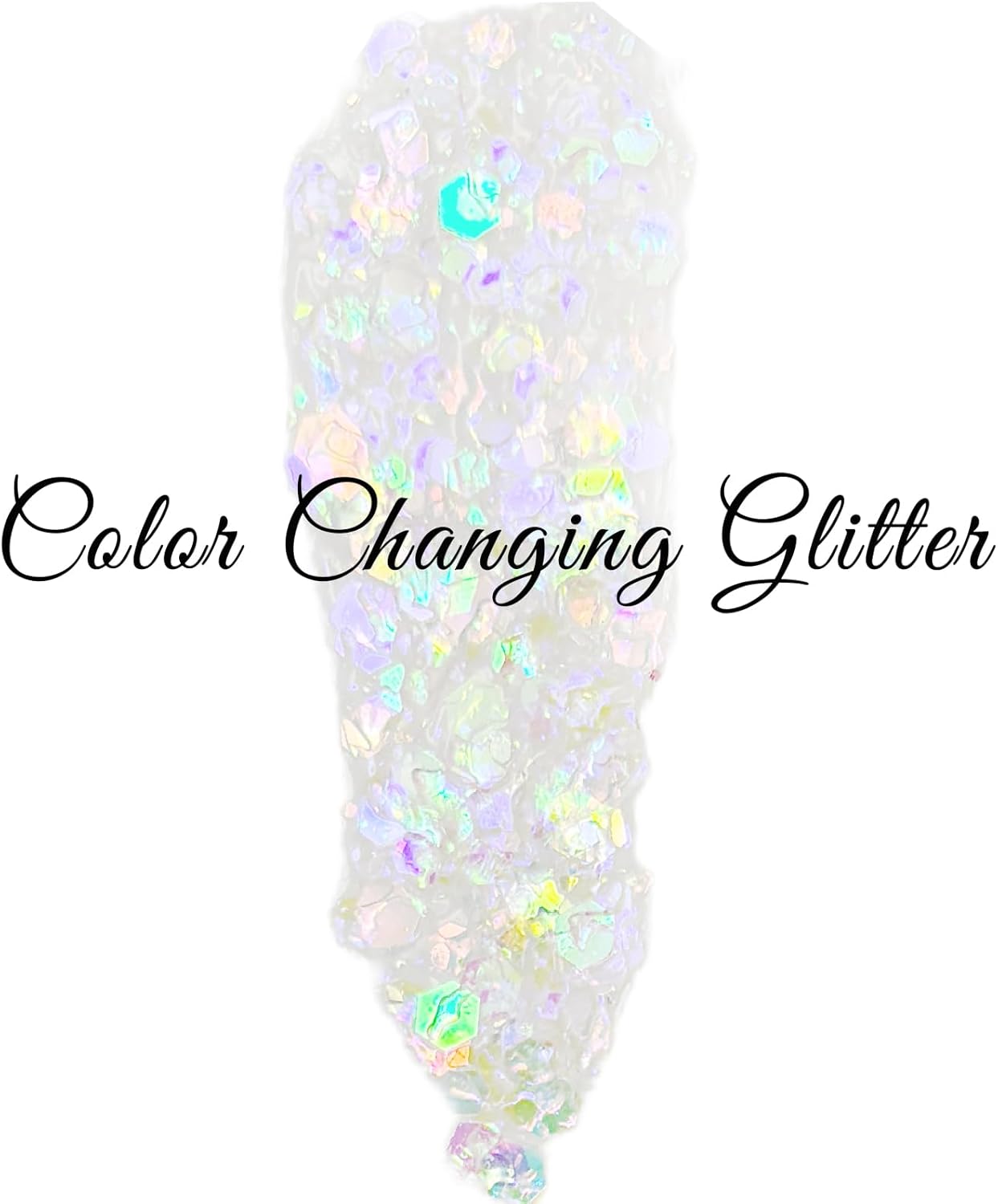 Clear White Glitter Gel for Body, Face, Hair and Lip, Color Changing Glitter Gel Under Light, Rave Mermaid Makeup Accessories (White)