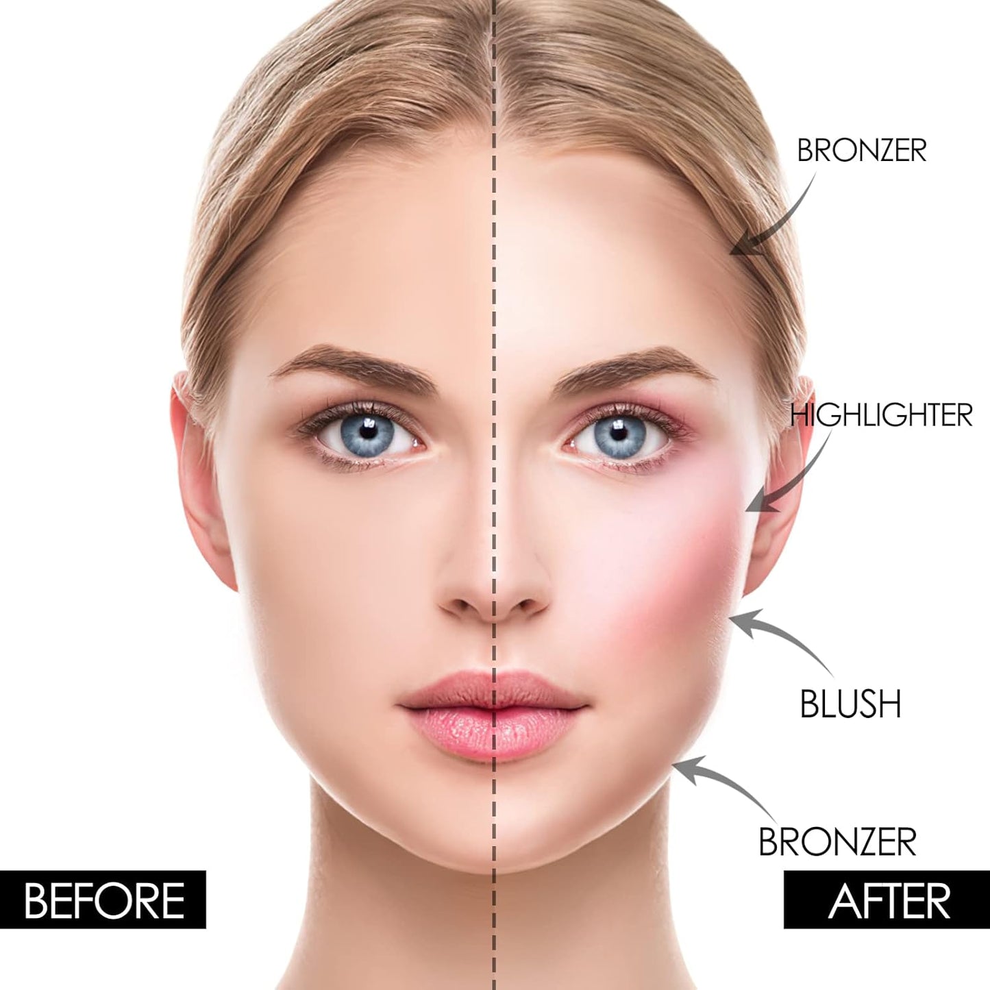 FOCALLURE Blush and Highlighter Palette,3 in 1 Contour Palette,Cruelty-Free Matte Bronzer Powder,Shimmer Illuminator Highlighters for a Glowing Look,#09