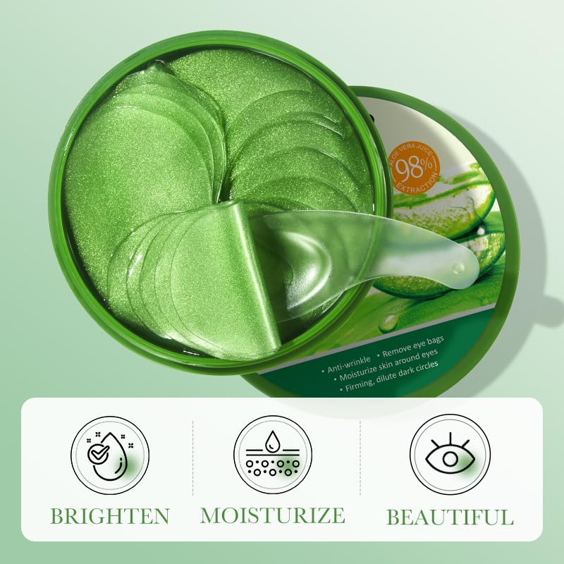 Under Eye Mask - 60 PCS Aloe Vera Under Eye Patches-Under Eye Patches for Dark Circles,Eye Puffiness & Dark Circles Treatment,Reduces Wrinkles & Fine Lines,Improves & Firms Eye Skin