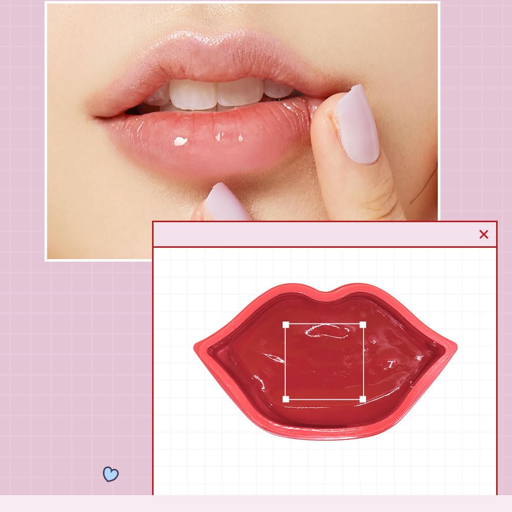 PS.PRETTYSKIN Rose Lip Masks for Dry Lips Care, Hydrogel Formula, moisture,nutrition, elasticity and vitality of lips,Rosa Centifolia Flower Extract,castor seed oil Extract,Lip care, Pack of 20