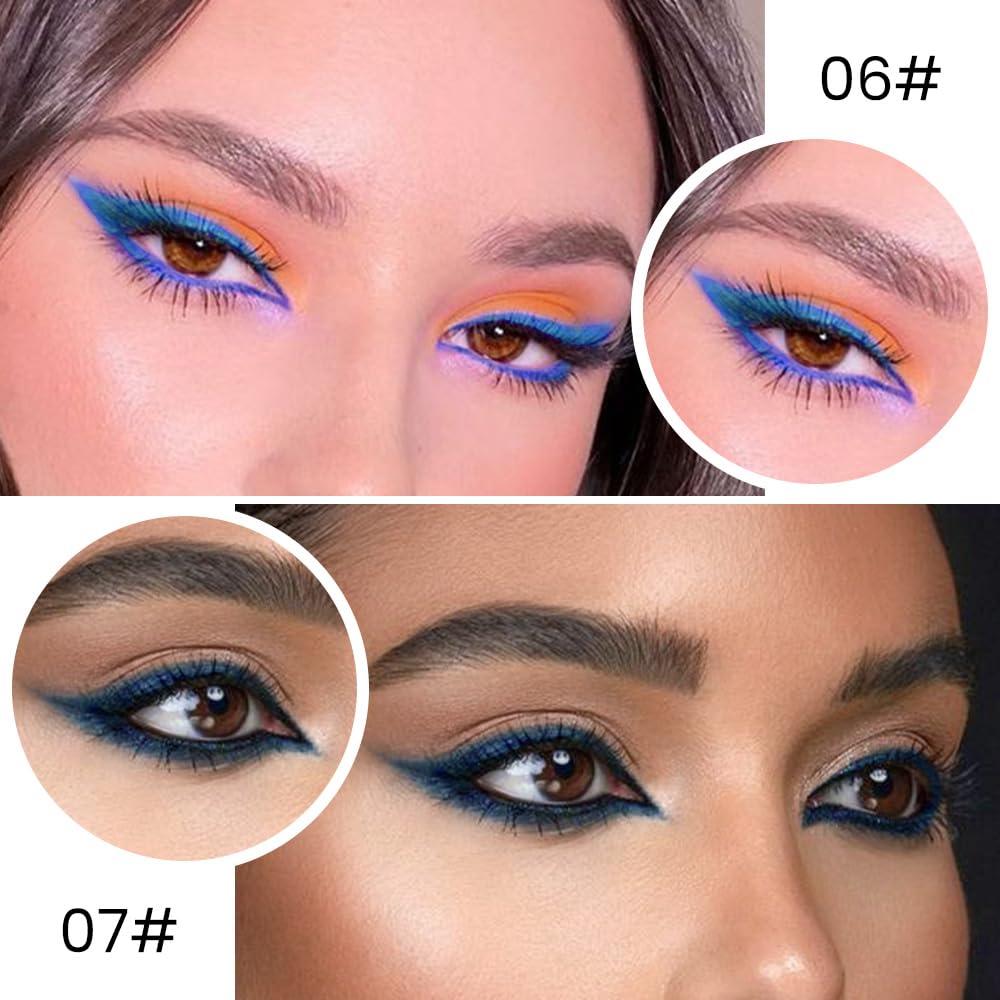 Kaely 2Pcs Light Dark Blue Gel Eyeliner Pencils Set,Waterproof Color Colored Eye Liner Crayon,Cat Eye Stencil Gothic Halloween Makeup,Face Paint Eye Black Stick,delineadores de colores para ojos