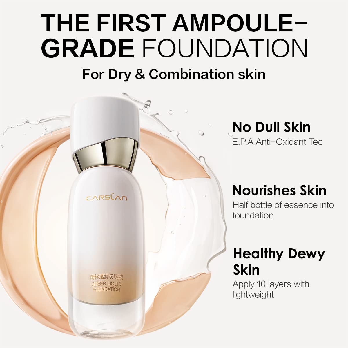 Sheer Liquid Foundation With Hydrating Serum, 24H Long-Lasting Moisturization, Medium Full Coverage, Anti-Aging, Build Dewy Health Skin, P02 Classic Ivory, 1 FlOz