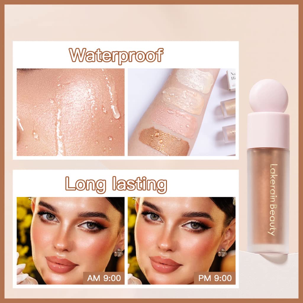 UNYOKE Liquid Highlighter, Highlighter makeup Stick，Makeup Highlighter Face Illuminator, Beauty Glow Highlight Body Shimmer, Waterproof Smooth Cream Highlighter, Longlasting Liquid Highlighter, Body Highlighter.-03#