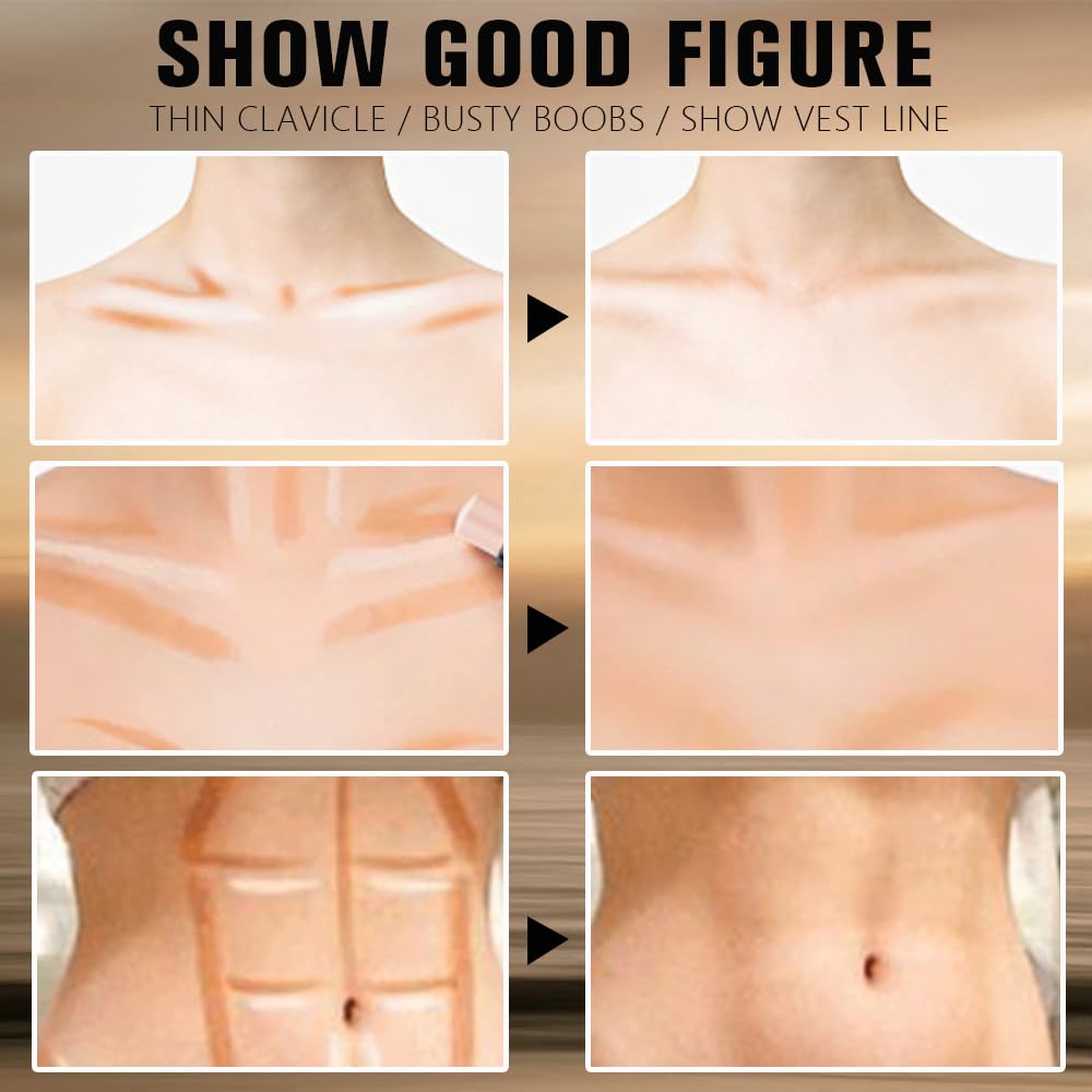 Dual-Ended 2-in-1 Cream Contour & Highlighter Stick – Waterproof, Long-Lasting for Face & Body Makeup, Suitable for All Skin Tones, 06#Black Cocoa + Bronzer Shimmer