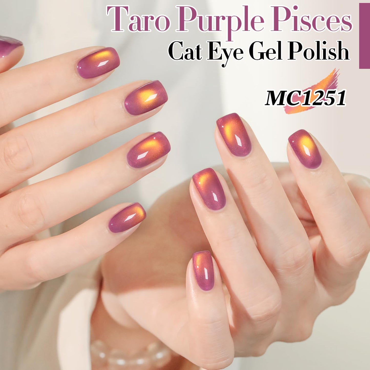 Double Rhythm 0.5 OZ Cat Eye Gel Polish with Magnet 15ML Holographic Glitter Shimmer Translucent Jelly Color Magnetic Nail Polish Salon DIY at Home (Sunny Rose-MC1251)