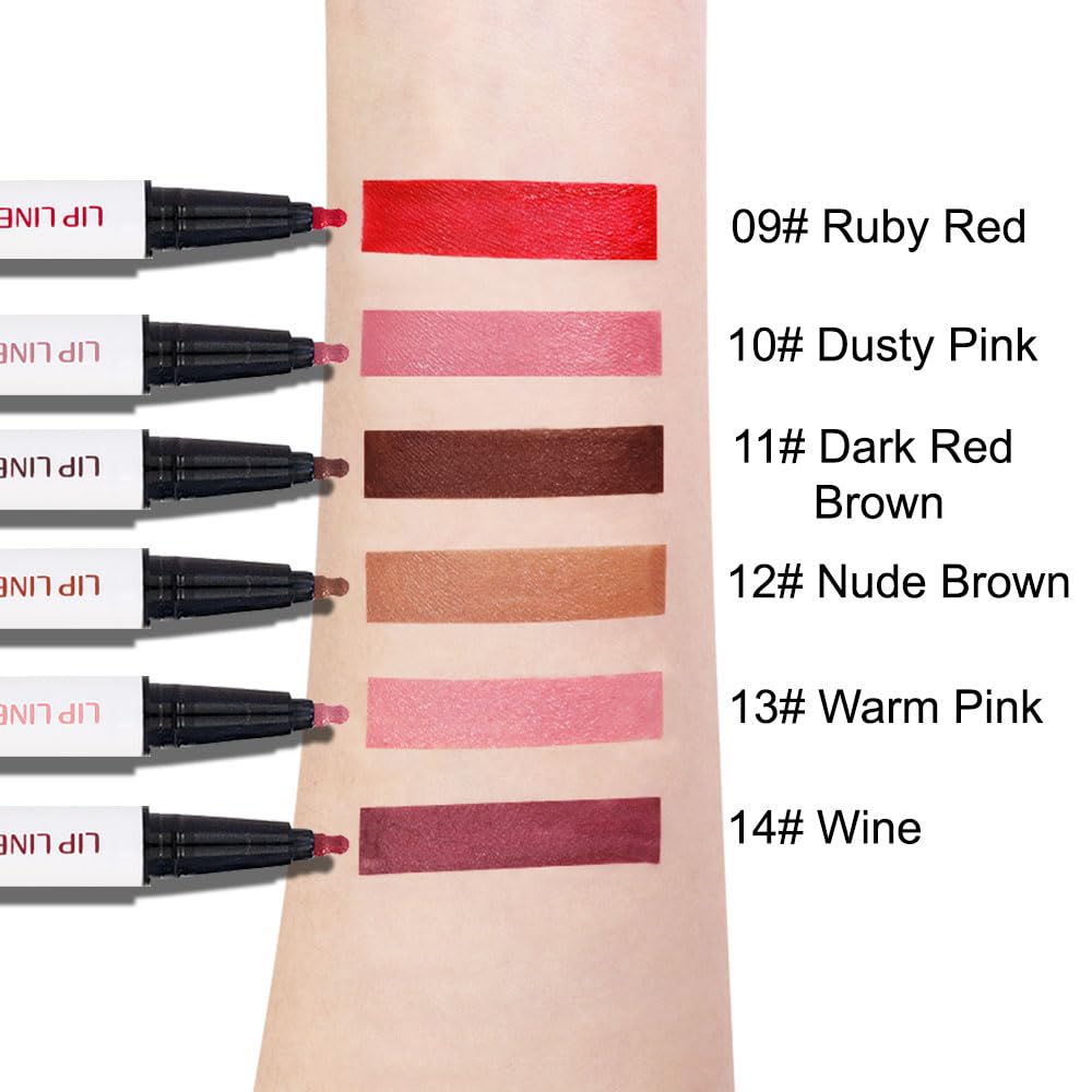 3Pcs Longwear Liquid Lip Liner Stain Marker Pen Set Long Lasting Waterproof, Maroon Mauve Purple Dark Red Brown Matte 24 Hour Lip Liner and Lipstick Combo, Color Stay Lipliner, Lip Stains peel off