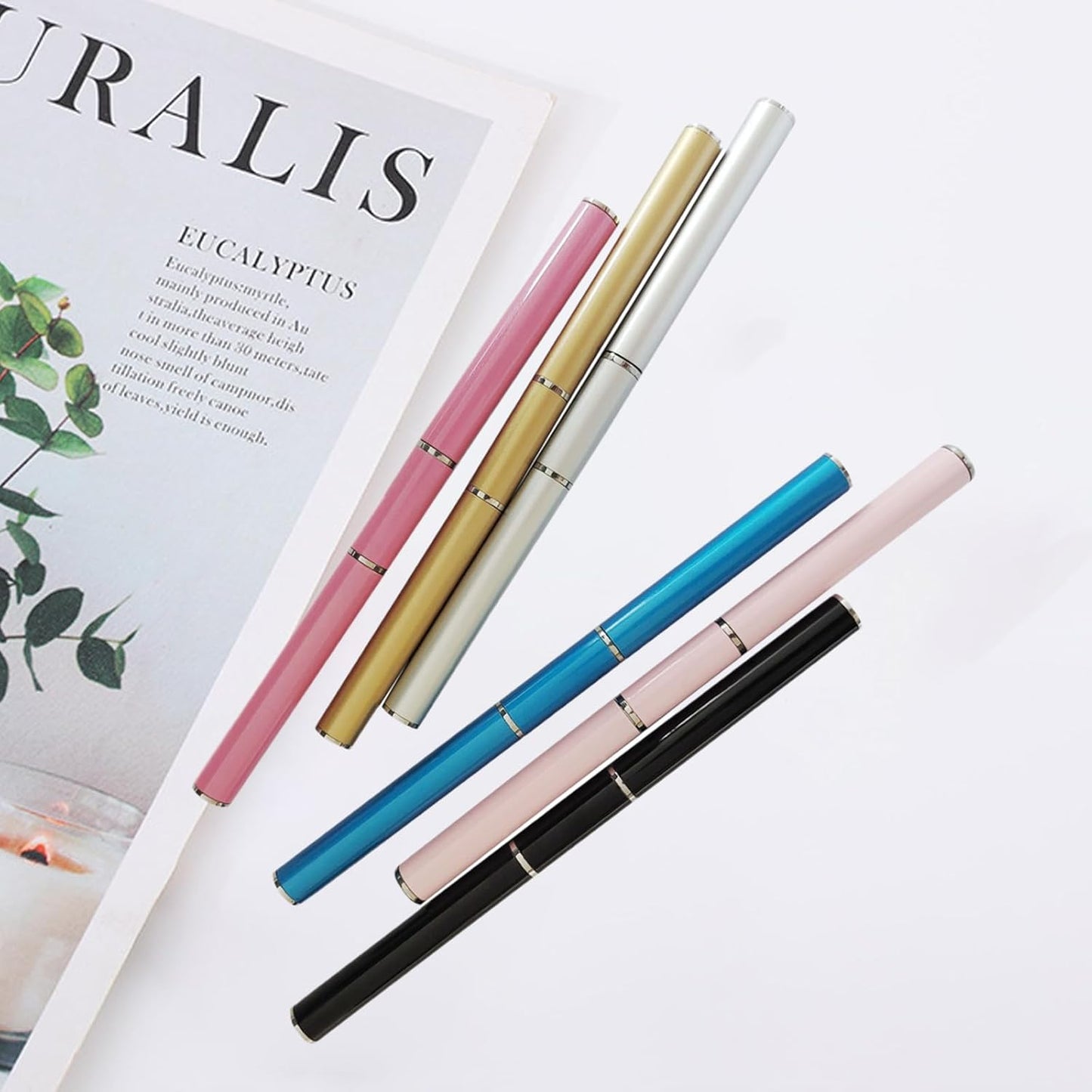 Dual-Ended Polygel Brush & Picker Brush, 2 IN 1 Design Poly Gel Nail Art Brushes Tool, Stainless Steel Manicure Spatula Builder for PolyGel UV Acrylic Nails Extension (6pcs)