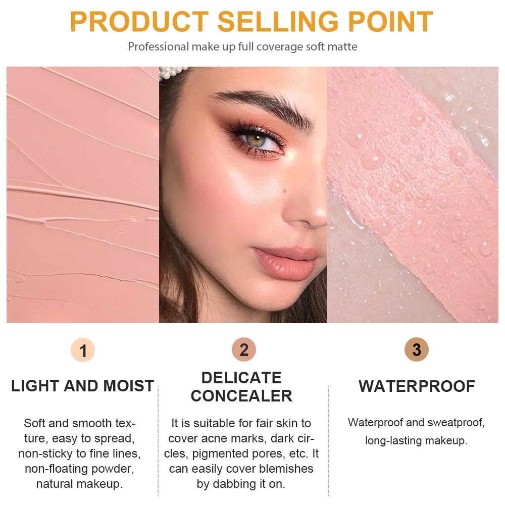 Pot Concealer with Makeup Brush Set,Tattoo Color Correcting Concealer,Full Face Color Correcting Conceal Foundation,Under Eye Concealer Brightener Dark Eye Ring corrector de ojeras (04-LIGHT)