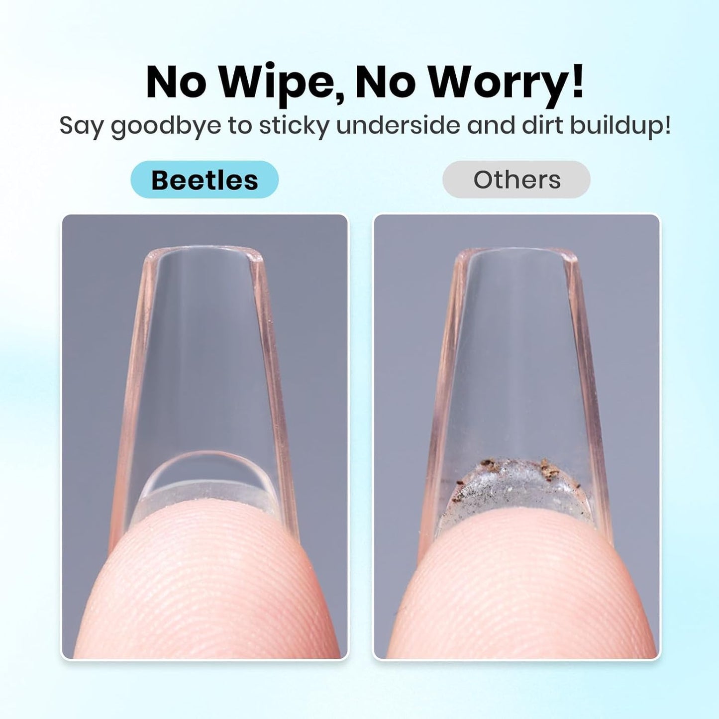 Beetles 2Pcs 20g Nail Glue Gel, No Wipe, Hands-Free Tipex Solid Nail Glue Gel, Super Strong for Acrylic Nails Extension Fake Nails, 3D Nail Art, Great for Home & Salon Use, U V Light Required