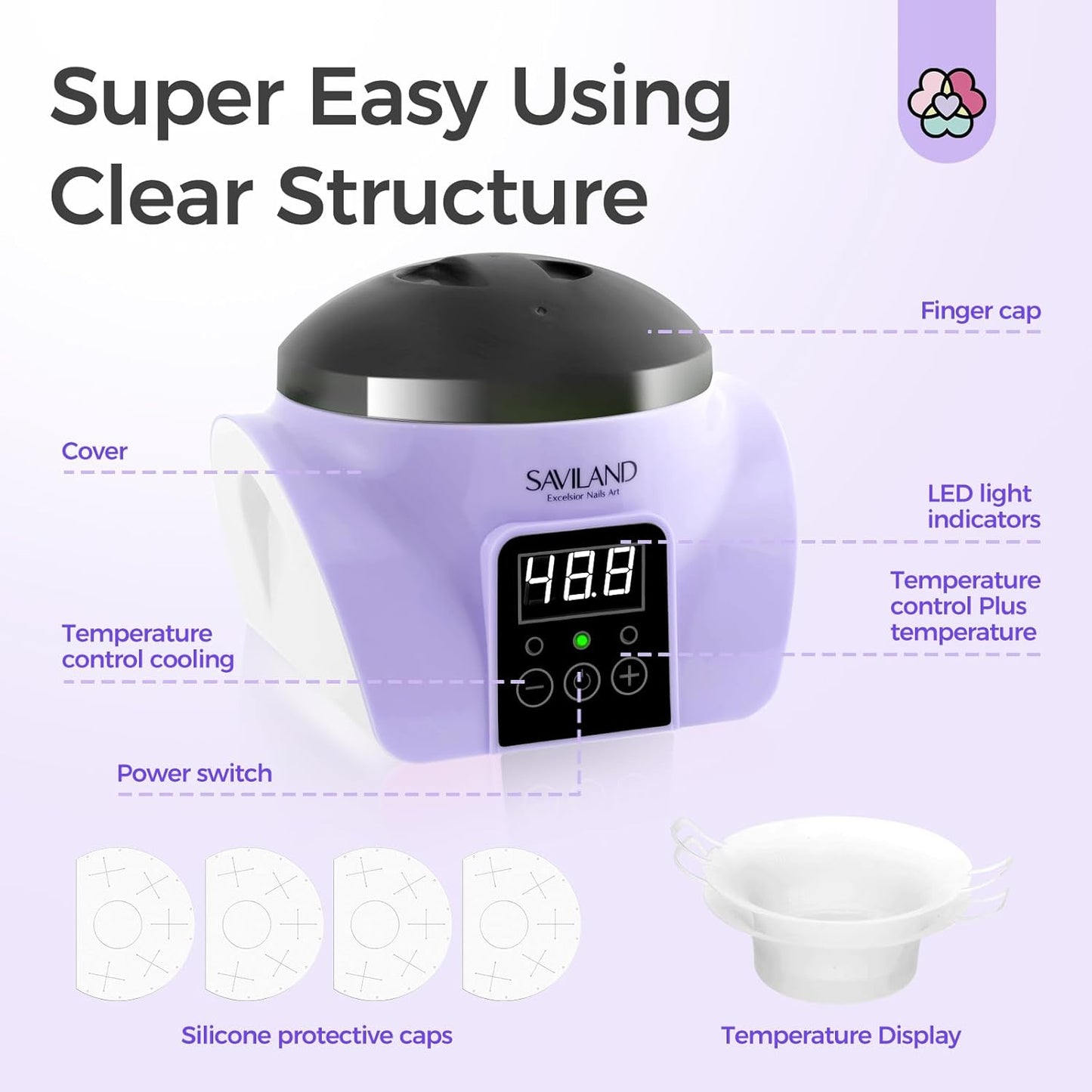 SAVILAND Nail Polish Remover Machine: Electric Nail Soaking Bowl Portable Automatic Steam Gently Nail Remover Steam Gel Nail Polish Remover Machine Nail Art Acrylic Nail Tools Salon DIY Home