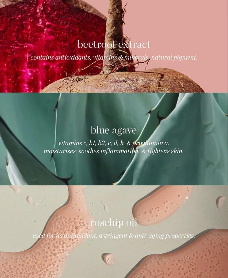 Ere Perez - Natural Beetroot Cheek + Lip Tint | Water-Resistant, Long-Lasting, Hydrating, Vibrant | Blue Agave, Rosehip Oil, Vitamin E | Vegan, Cruelty-Free, Clean Beauty (Fun-Pink)