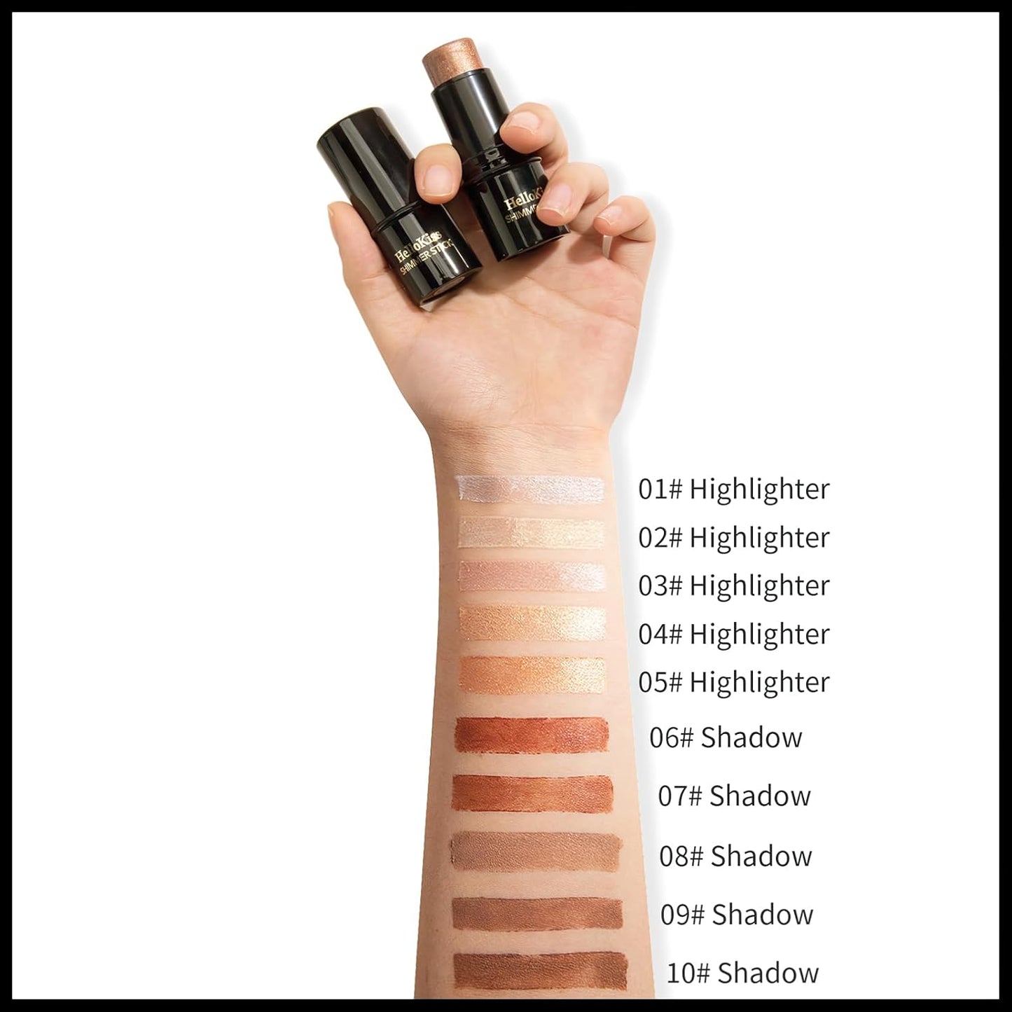 MIELIKKI 2Pcs Cream Contour Stick Makeup, Highlighter Stick and Bronzer Stick for Face Sculpting, Easy to Apply & Blend, Long Lasting, Waterproof, Matte Finish,0409