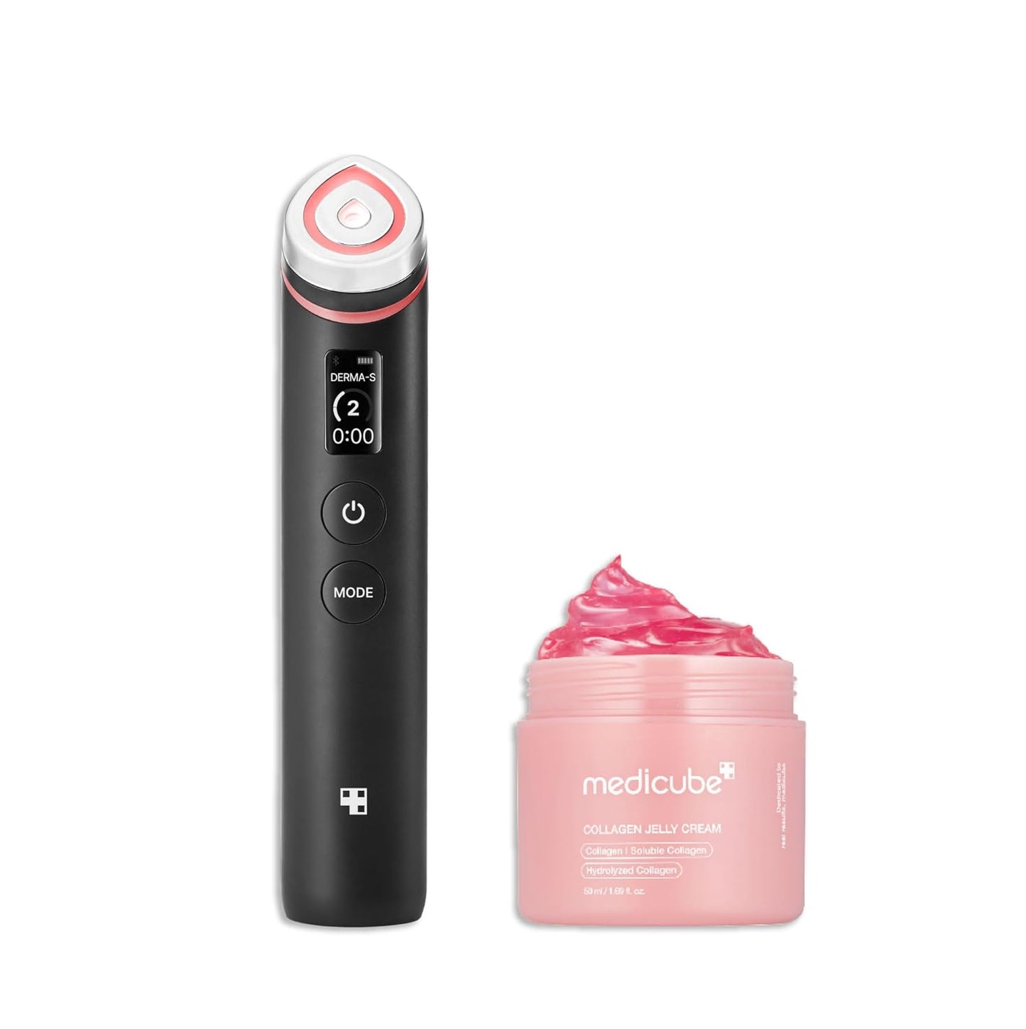 medicube Booster Glow Duo for Poreless Radiance: Age-R Booster Pro (Black) and Collagen Jelly Cream 50ml