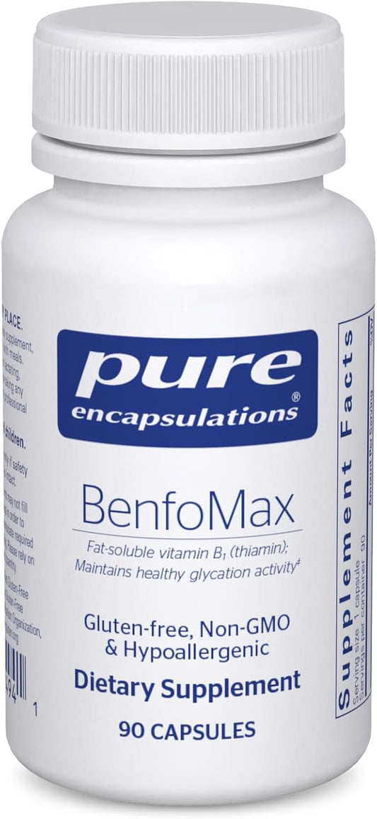 Pure Encapsulations BenfoMax 90's - 200 mg Benfotiamine - Vitamin B1 Thiamin Supplement - Supports Heart & Metabolism Health - Vegan & Non-GMO - 90 Capsules