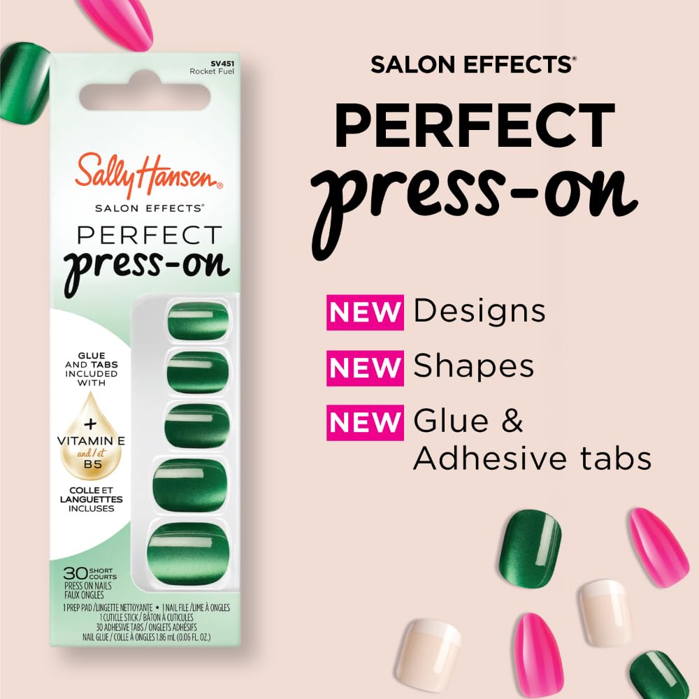 Sally Hansen Instant Cuticle Remover & I Heart You Press On Nails Kit - 15 Second Gel Formula with Aloe