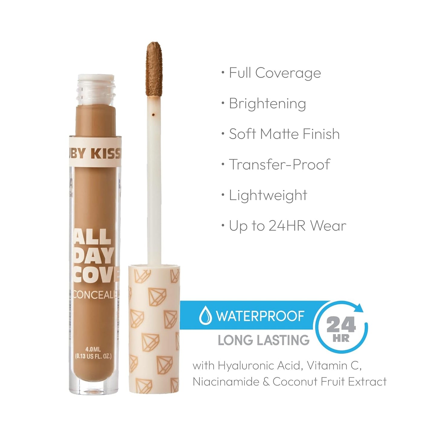 Ruby Kisses All Day Concealer Lightweight Full Coverage Multi-Use Concealer 0.13 Fl Oz (Cappuccino)