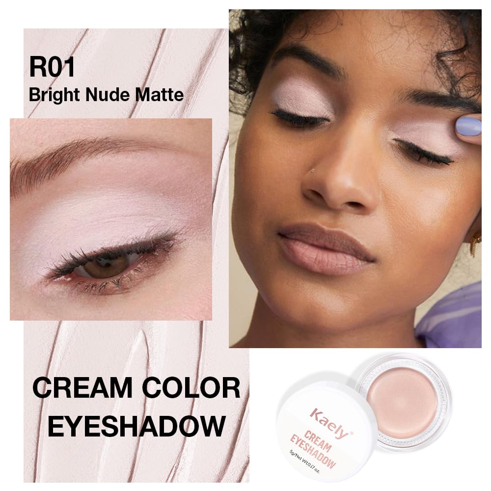 Single Cream Bright Nude Matte Eyeshadow Palette Makeup, Natural Single Mini Instant Holographic Eyeshadow For Women, Sombras Crema Para Ojos, Talc, Paraben & Cruelty Free, R01