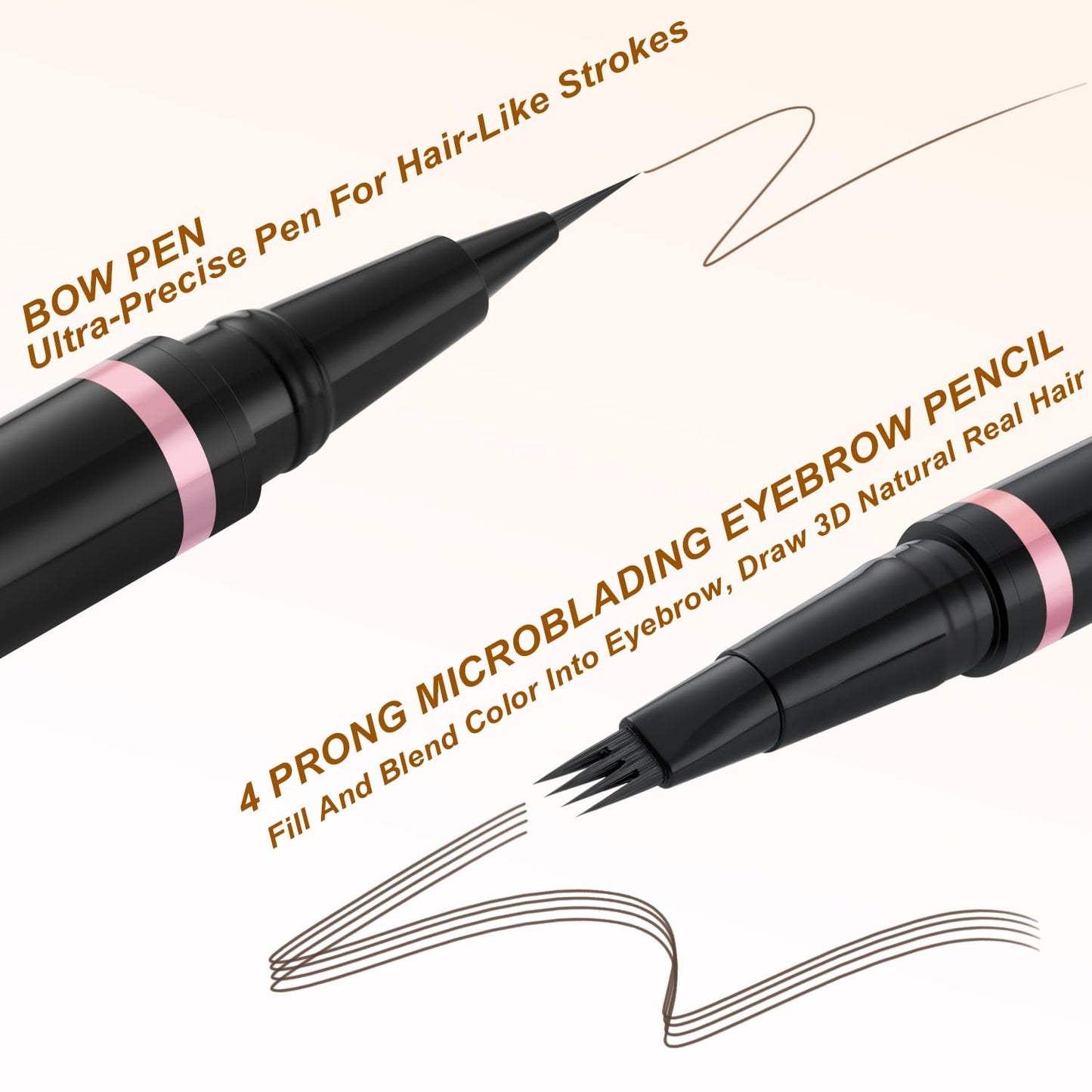 LAVONE Eyebrow Pencil Makeup Kit Waterproof 2-IN-1 Microblading Pen/Pomade Eyeliner and Dual-ended Brush, Brow Pencil Kit for Natural Eyebrows, Dark Brown