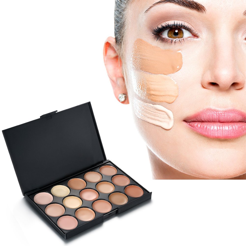 15 Colors Contour Palette Kit: Cream Concealer Palette Face Makeup Foundation Kit Contour Palette with Brush for Professional and Daily Use
