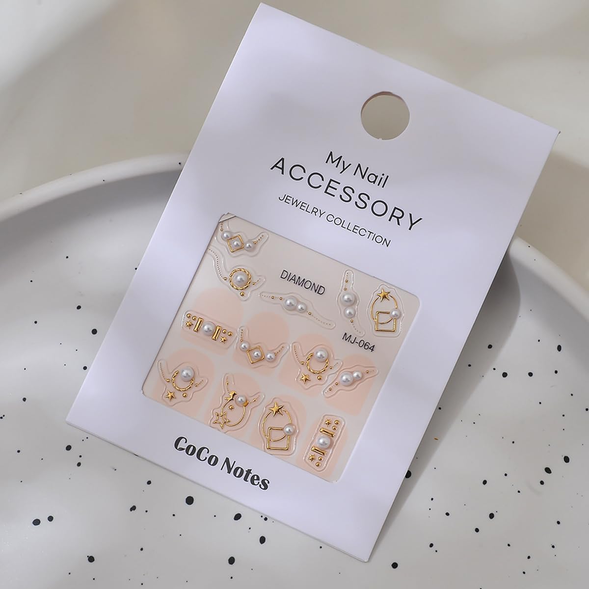 Pearl Nail Stickers with Gold Accent Luxury Star Line Nail Decals 3D Self Adhesive Stickers for Nails Designs Nail Art Supplies & Decorations for Women Girls 1 Sheet