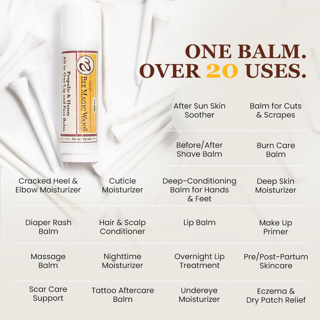 Sweet Bee Naturals Magic Wand - Certified Organic Lip and Face Moisturizing Wand - Natural Chapstick and Balm Stick for Dry Skin and Lips, Non Petroleum Jelly for All Ages and Skin Types, 0.65 oz