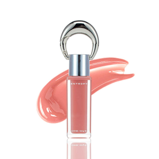 ENTROPY Makeup 2-in-1 Charm Shiny Glowy Lip & Cheek Gloss Tint Keychain, High Pigment Glossy Lip Color & Plumping Gloss, C1 Opal Charm