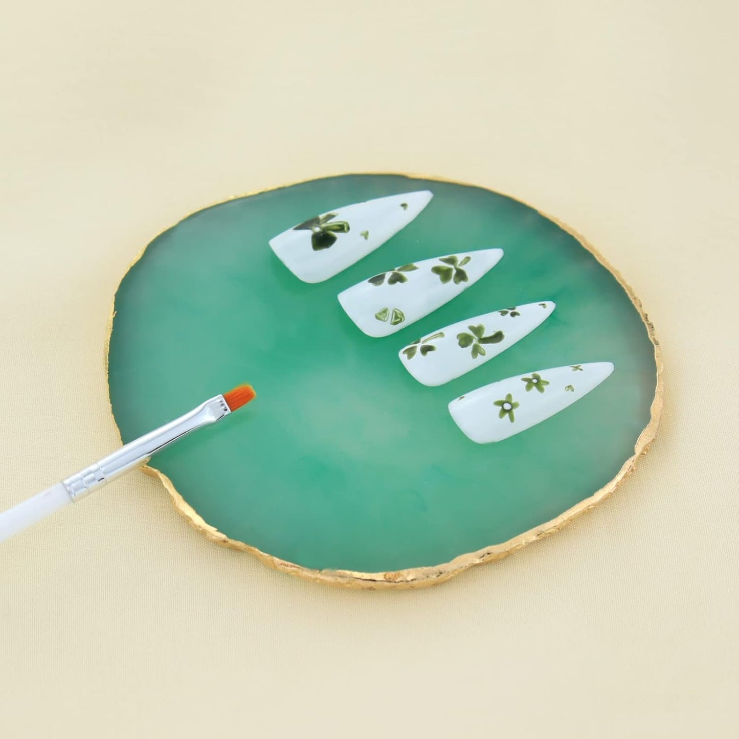 Nail Art Mixing Palette Resin Plate Tray for Mixed Paint Drawing Color Display(Green)