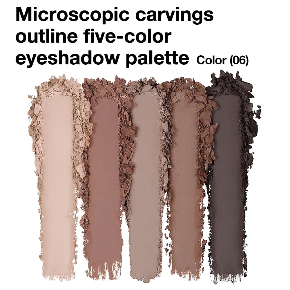 Neutral Nude Brown Eyeshadow Palette, 5 Matte Shades from Cream to Charcoal, Smooth Blendable Texture, Everyday to Smoky Glam Eye Makeup, Travel-Friendly Compact for Daily Looks 06#