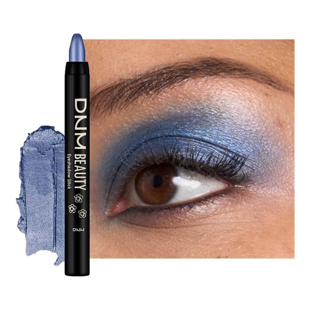 evpct Blue Shimmer Cream Eye Shadow Sticks Brightener Pencils for Women, Shimmery Blue Silky Eyeshadow Applicator Stick Pen Waterproof, Blendable Crease-Proof Stick Eyeshadow Shimmer Eye Makeup 64