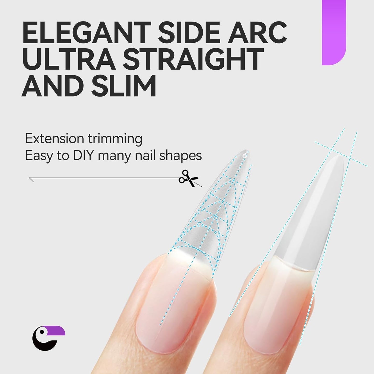 XXL Almond Gel Nail tips: 3 in 1 Gelike ec French Full Matte Guiding Line Nail Tips, Extra Long Gel Nails with Auxiliary Positioning Line, Nail Extension Tips for Beginners 84 Pcs 10 Sizes