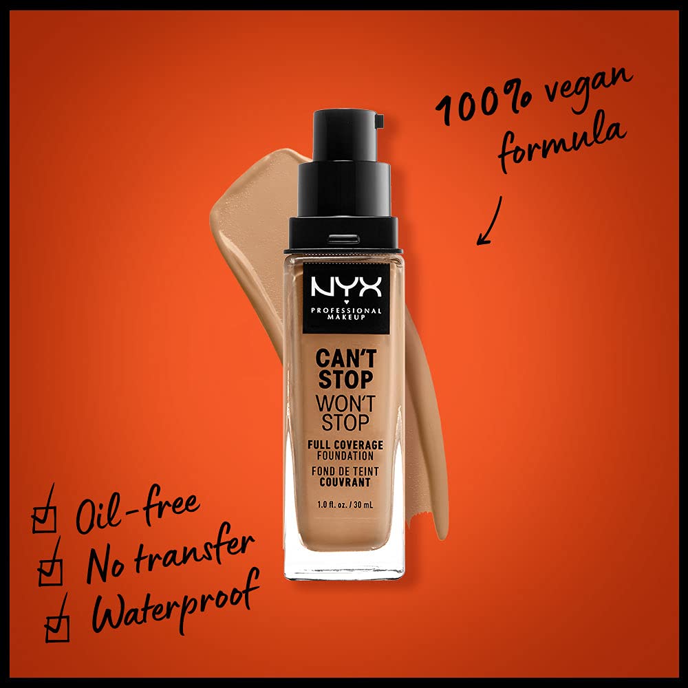 NYX PROFESSIONAL MAKEUP Can't Stop Won't Stop Foundation, 24h Full Coverage Matte Finish - Camel