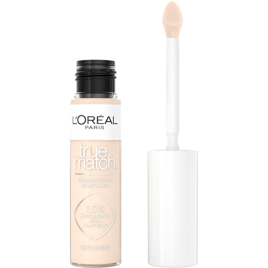 L’Oréal Paris True Match Radiant Serum Concealer, Brightening Under Eye Concealer Make Up with 1.5% Hyaluronic Acid and Caffeine, C1, 0.33 Oz