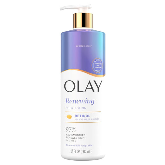 Olay Body Lotion for Women, Smoothing with Retinol Serum, Visibly Smoother Skin, 24hr Moisture & Hydration, Fast Absorbing Formula, Vitamin B3 Complex, For All Skin Types, 17 fl oz