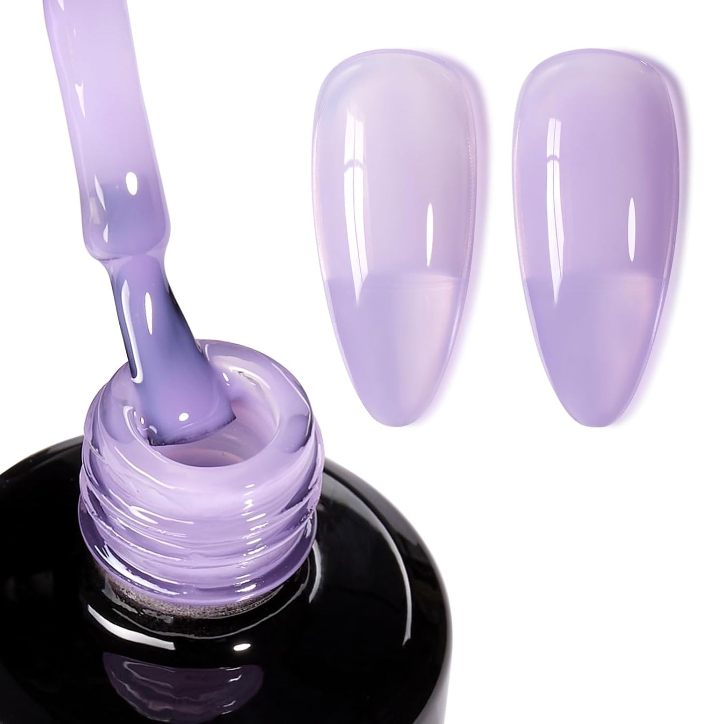 Beetles Purple Gel Nail Polish, 15ML Pastel Purple Jelly Gel Polish Translucent Effect Nail Concealer High Gloss Soak Off UV Sheer Lavender Spring Summer Manicure Gift for Women