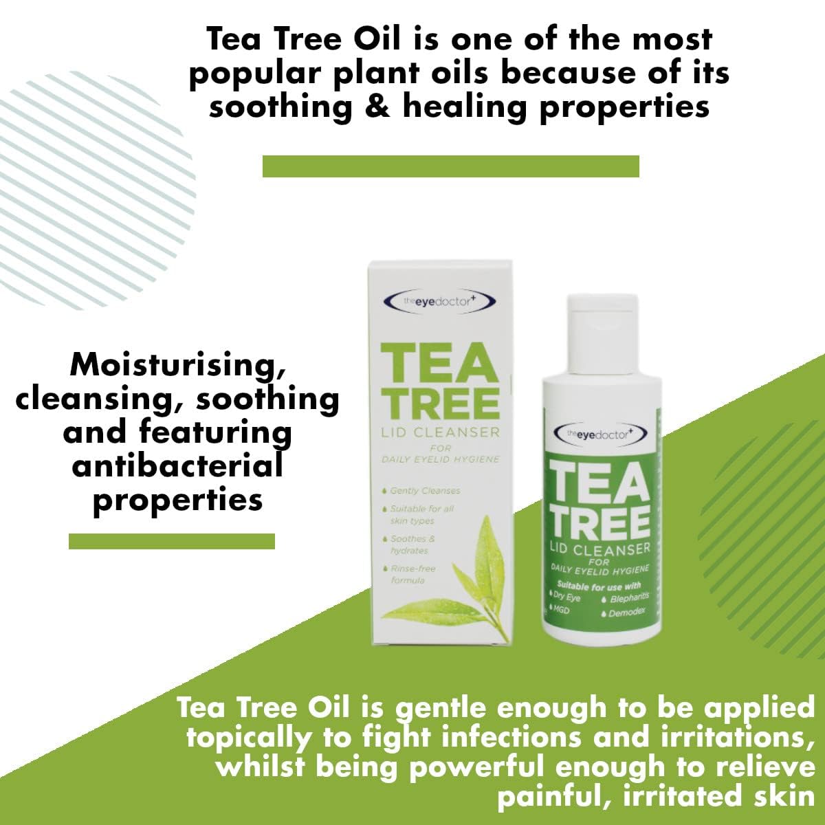 The Eye Doctor Tea Tree Lid Cleanser Twin Pack - 2X 100ml – Daily Hygiene Remove Debris & Make-up Eyelid Eyelashes – For Sensitive Eyes – Tea Tree Oil Argan Oil Coconut Oil & Micellar Water