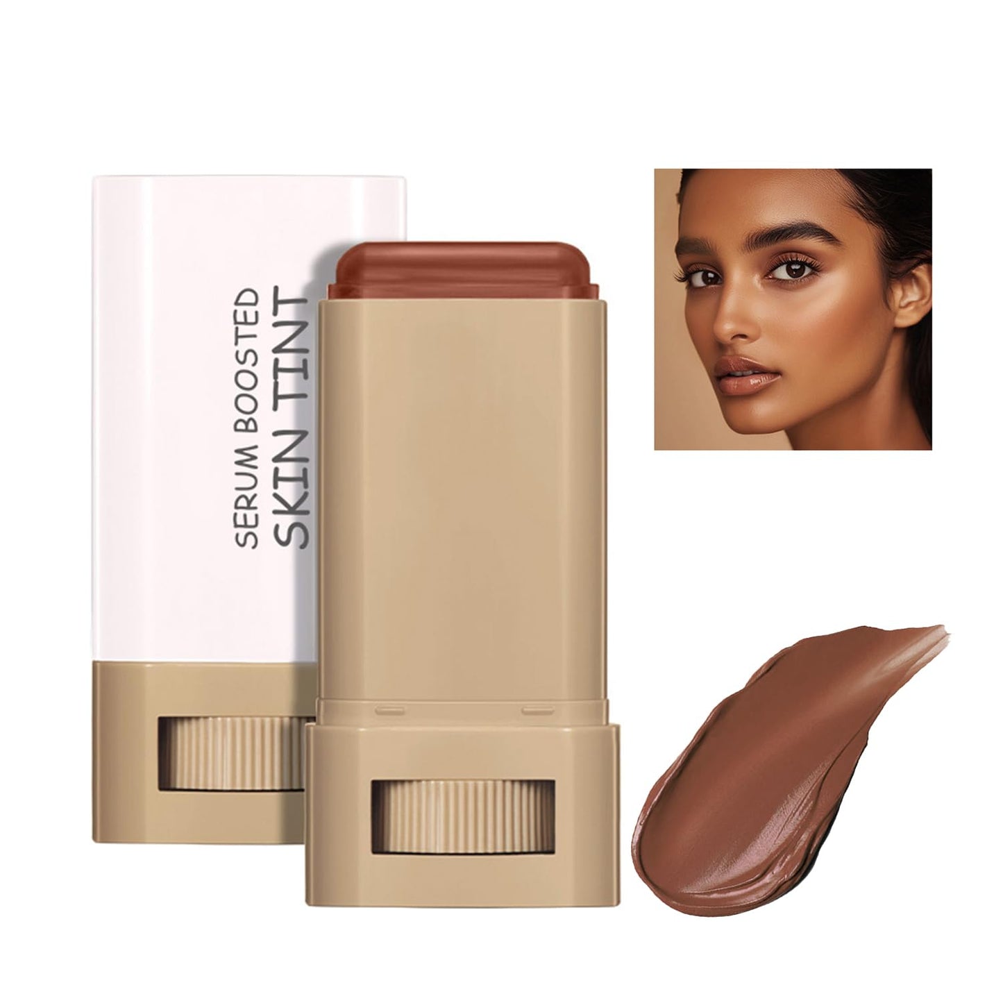 Foundation Stick - Skin Tint & Contour Stick, Serum-Boosted Beauty Balm, Buildable Coverage, Natural Finish, Long-Lasting Wear, For Many Skin Tones (02#)