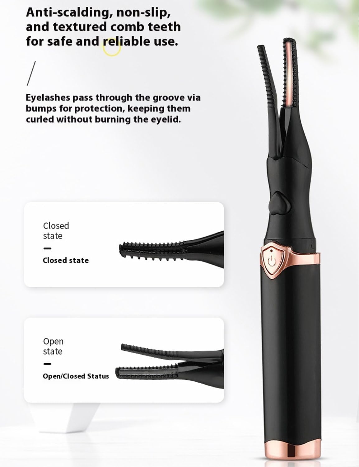 Peshoriadm Eyelash Curler, 2-in-1 Electric Heated Eyelash Curler, 3 Temperature Modes, USB Rechargeable Eyelash Styling Tool,Natural Curling for Women Makeup Tools (Black)