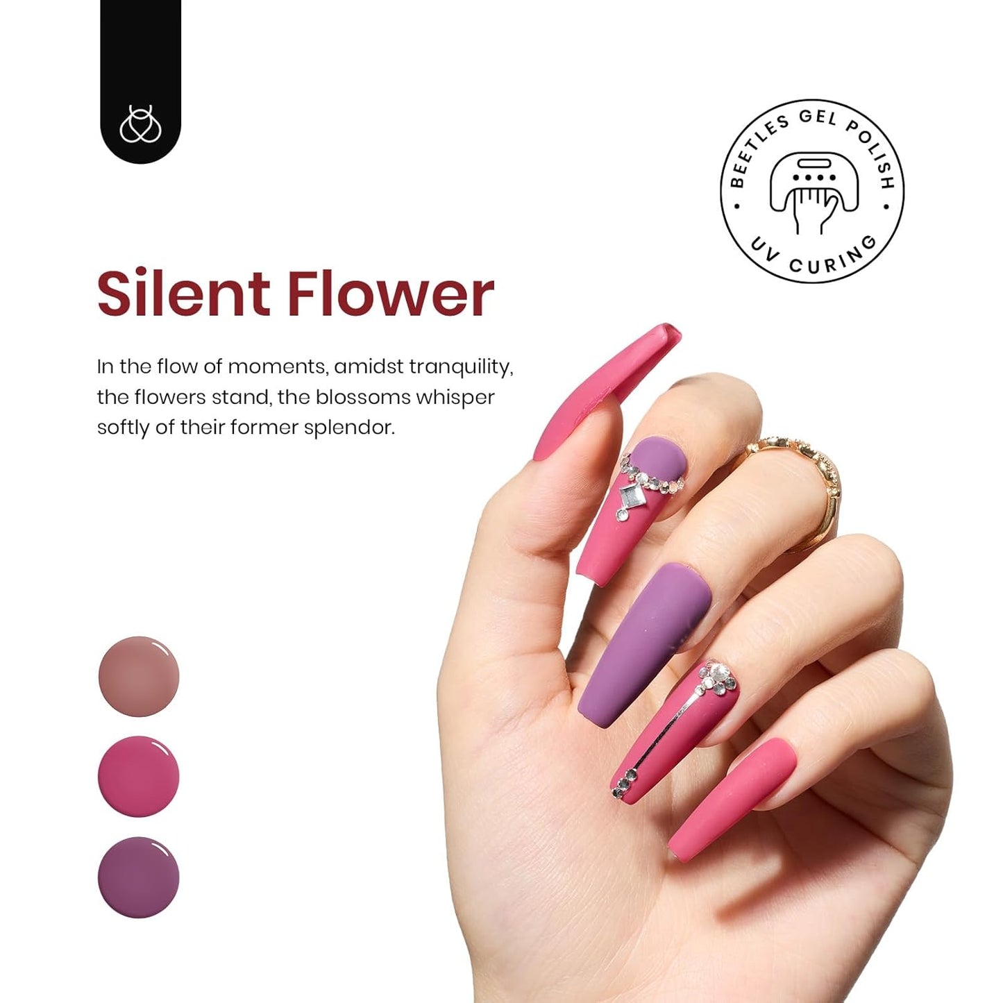 Beetles Fall Gel Nail Polish Set Plum Burgundy Red Brown Glitter 6Pcs Gel Polish Kit Soak Off UV LED Nail Lamp Art Manicure Salon DIY Home Gifts for Women Silent Flower