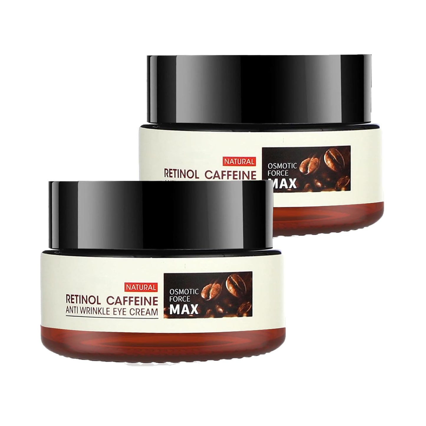 Retinol Caffeine Eye Cream for Dark Circles and Puffiness - Under Eye Serum Treatment to Reduce Wrinkles, Fine Lines, and Eye Bags, Hydrate Eye Area 2 Pack