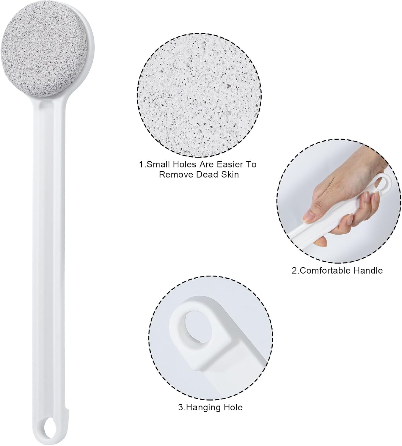Pumice Stone for Feet with Long Handle 14", 3 Pack Hard Skin Callus Remover, Scrubber and Exfoliator for Dead Dry Skin, Softer & Smoother Feet, Pedicure Tool (Straight)
