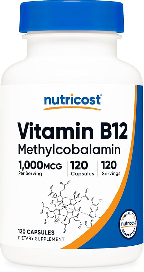 Nutricost Vitamin B12 (Methylcobalamin) 1000mcg, 120 Capsules - Vegetarian, Non-GMO & Gluten Free B12 Supplement