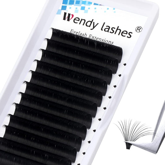 Easy Fan Volume for Lash Artists: Wendy, Handmade Fans for Eyelash Extensions, Self Fanning, Blooming, C-KH, Black, D-0.05-11