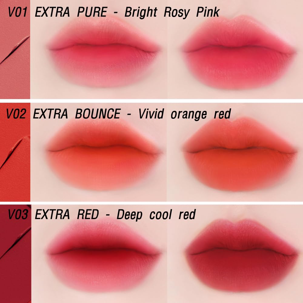 BBIA Last Velvet Tint - Soft & Creamy Matte Finish Lip Stain, Blur Effect with Velvety Texture, Long-Lasting, High Pigment, Lightweight, Non-Drying, Vegan, Korean Lip Makeup (V02 EXTRA BOUNCE)